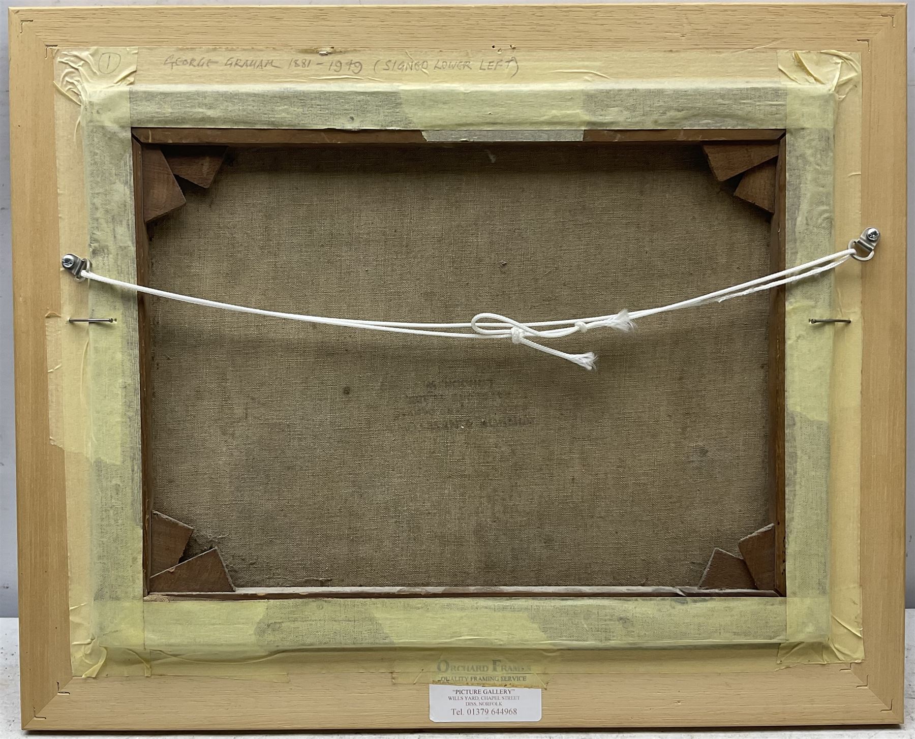 George Graham (British 1881-1941): Nude Figures in the Woods, oil on canvas signed 30cm x 40cm 
Notes: better known for his landscape paintings of West Yorkshire and Sussex , and for his friendship with Fred Lawson, later in life Graham produced some more surreal works, such as the present picture and a series of 'Creation' paintings held by Hastings Art Gallery.