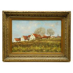 Ernest Faut (Belgian 1897-1961): Wintry Landscape with Cottages, oil on canvas signed 39cm x 58cm