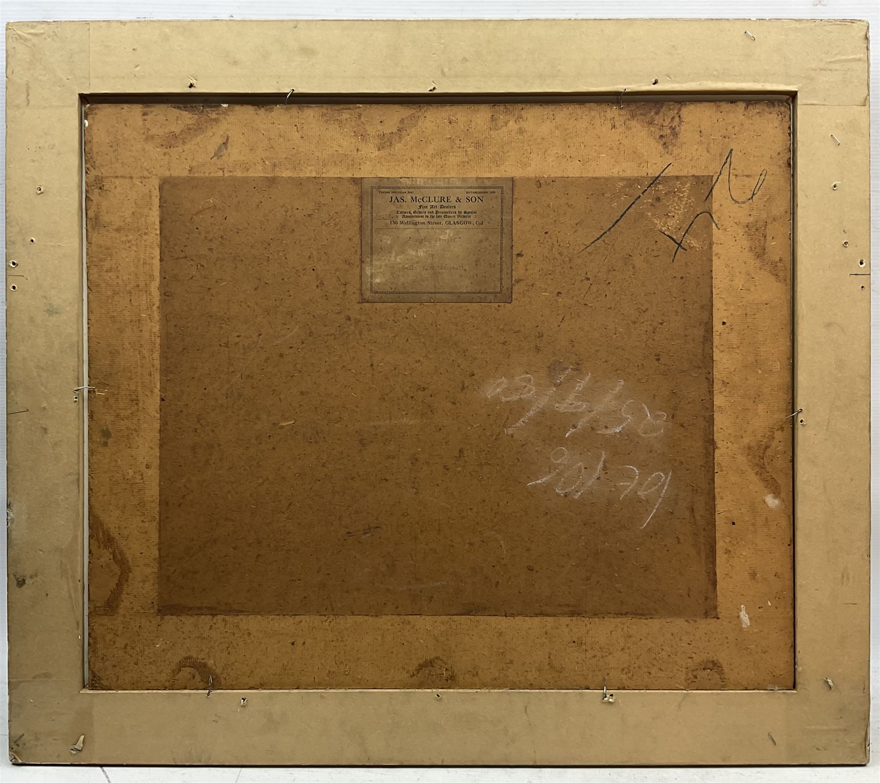 Colin Cairns Clinton Campbell (Scottish 1894-1970): 'Spring Flowers', oil on board signed, titled on gallery label verso 49cm x 59cm