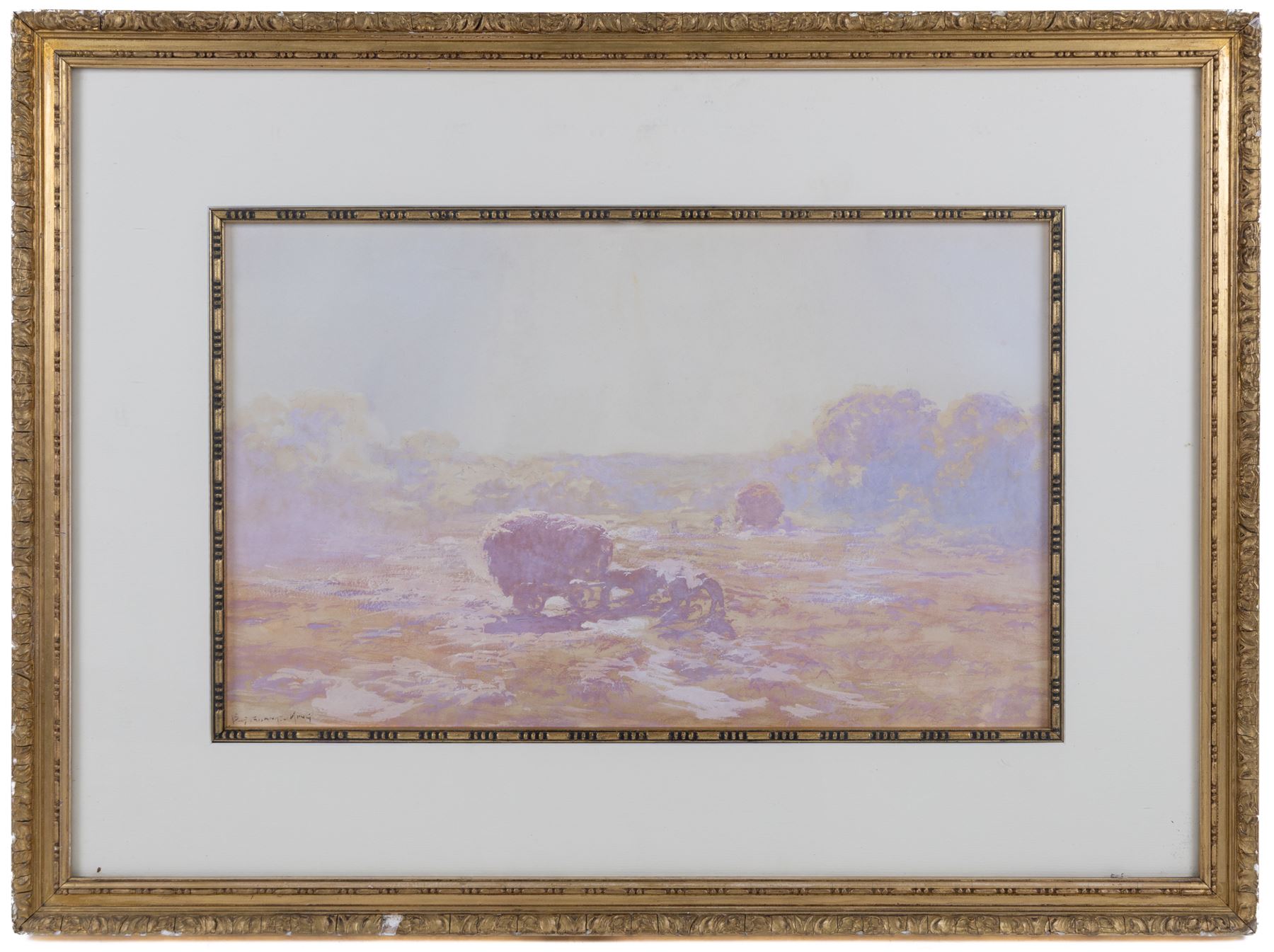 John Baragwanath King (British 1864-1939): River Landscape and Hay Making, pair watercolours signed 27cm x 44cm (2)