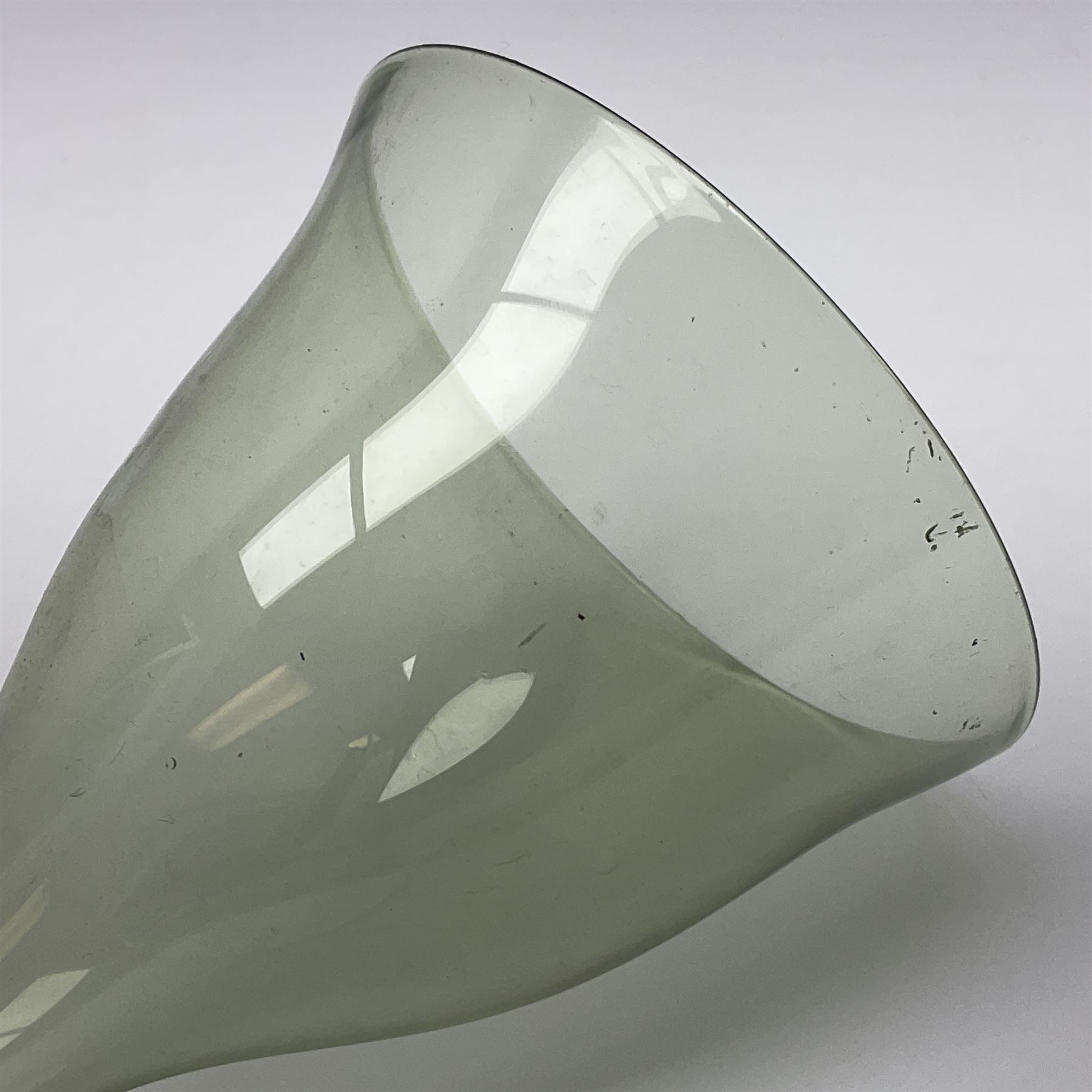 Georgian hand-blown green glass wine funnel, H32cm