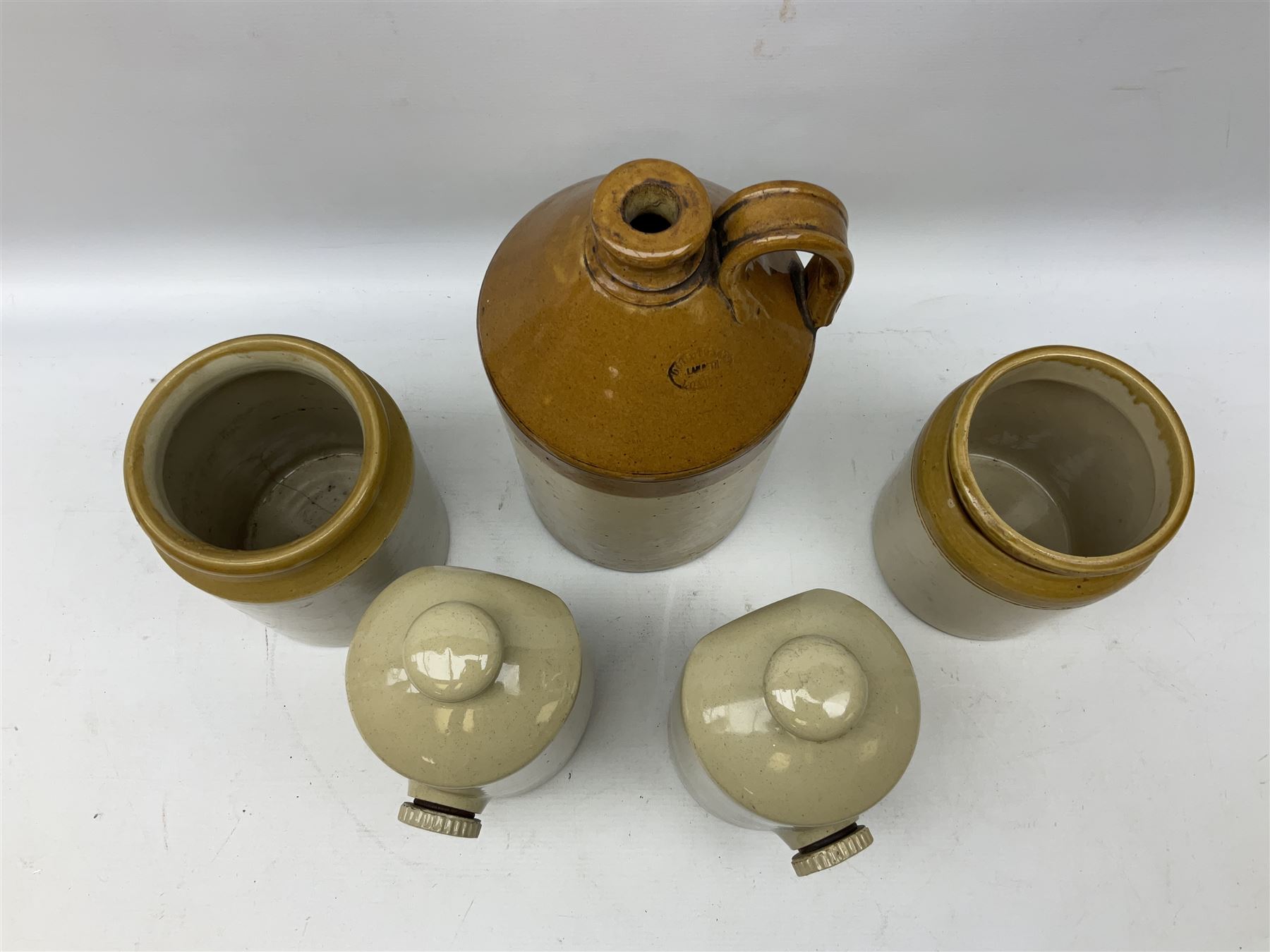 Early 20th Century Doulton Lambeth stoneware two tone flagon with