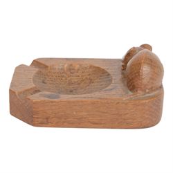 Mouseman - tooled oak ashtray, rectangular form with canted and rounded corners, carved with mouse signature, by the workshop of Robert Thompson, Kilburn, W10cm