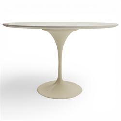 Eero Saarinen (1910-1961) for Knoll - 'Saarinen' tulip dining table, gloss white finished top, raised on a tulip shaped aluminium base with a Rilsan-coating