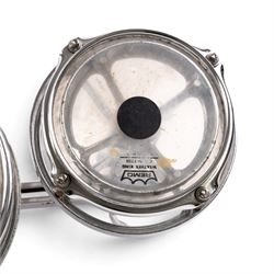 Set of four Remo Roto Toms, with Weather King CS batter heads and chrome tension frames, contained within a fitted carrying case