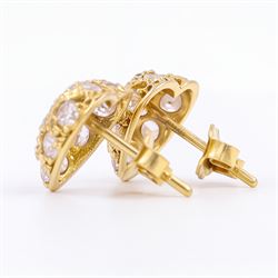 Pair of 18ct gold cubic zirconia heart stud earrings