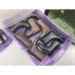 Action Man - five figures marked on the back 'Made in England by Palitoy under licence from Hasbro 1964', one dressed as a German Stormtrooper, one as a Red Devil Pilot and three in army uniform; another similar action figure marked to the right buttock ' G.I. Joe Copyright 1964 by Hasbro Patent Pending Made in Canada' dressed in army uniform; together with an Action Man jeep, field gun, mortar and machine guns and other accessories including helmets and weapons, parachute, diving equipment, skis and snow shoes, boots, uniforms etc; all unboxed