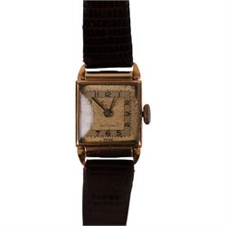 Zila 18ct gold ladies manual wind wristwatch, Helvetia hallmark, on leather strap