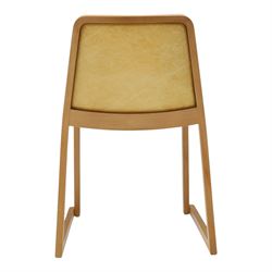TrabÀ - Italian beech framed Roxanne chair, ochre leatherette seat, shaped beech frame