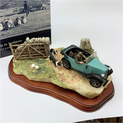 A Border Fine Arts figure group, The Chase, model no B0444 by Ray Ayres, on wooden base, figure L26cm, with box.
