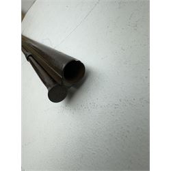 19th century Jones single barrel percussion fire shotgun, muzzle loader, walnut stock with chequered grip and engraved steel fitting marked Jones, the 68cm (27