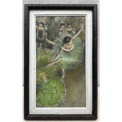 After Edgar Degas (French 1834-1917): Ballerinas in Green Dresses, pastel bearing signature 34cm x 19cm 