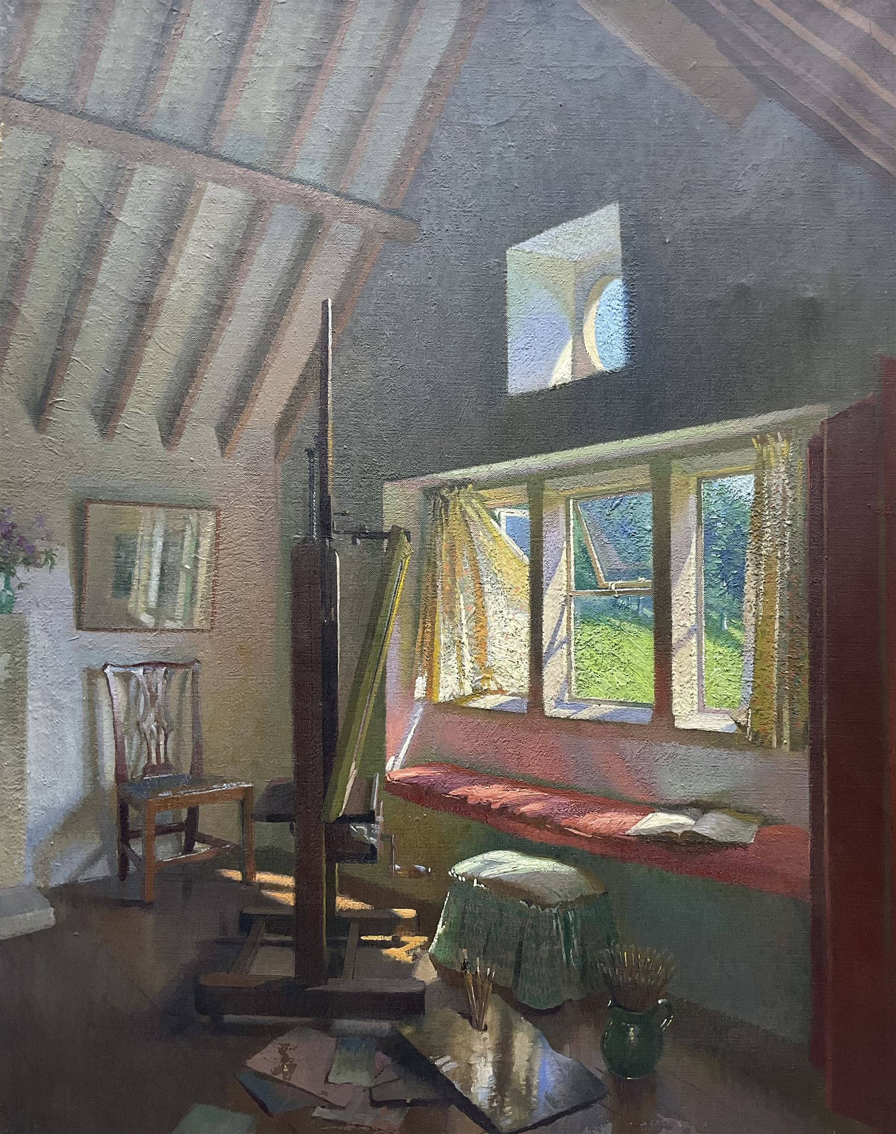 Gerald Gardiner RWA ARCA (British 1902-1959): The Artist's Studio, oil on canvas unsigned 75cm x 59cm 
Provenance: private collection, purchased Phillips Leeds 14th March 2000 Lot 82
