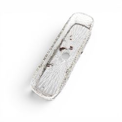 Four early 20th century French painted wicker garden planters, rectangular lattice form with shaped ends