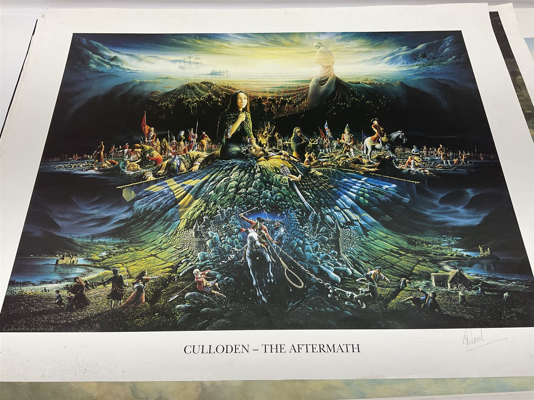 Large poster entitled 'Crests and Badges of the British Army in Daily Use 56 x 86cm; together with twenty-five colour prints of military interest including Crimean War, Boer War, WW2 etc; various sizes; all unframed