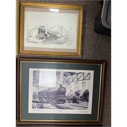 John Edwin Wigston (British 1939-): 'The Spirit of the North Eastern' '60163 Tornado' and four other Railway Prints, black and white and coloured prints signed in pencil max 35cm x 53cm (6)