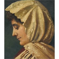 Italian School (Late 19th/Early 20th century): Side Profile Portrait of a Woman in a Heads...