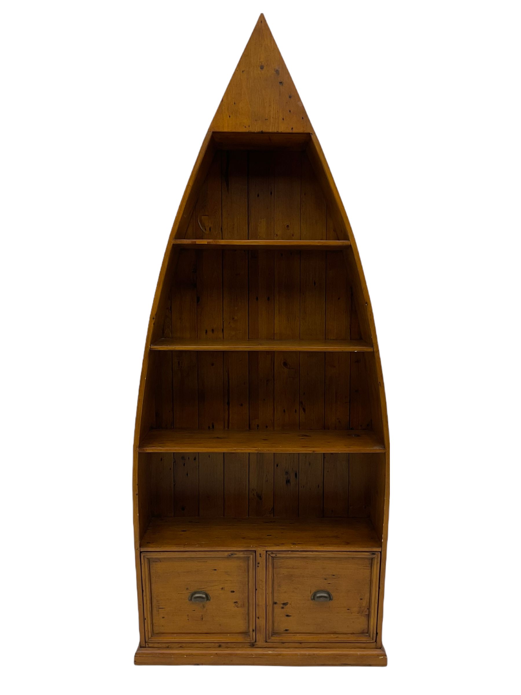 Barker & Stonehouse Villiers reclaimed pine boat bookcase, with two