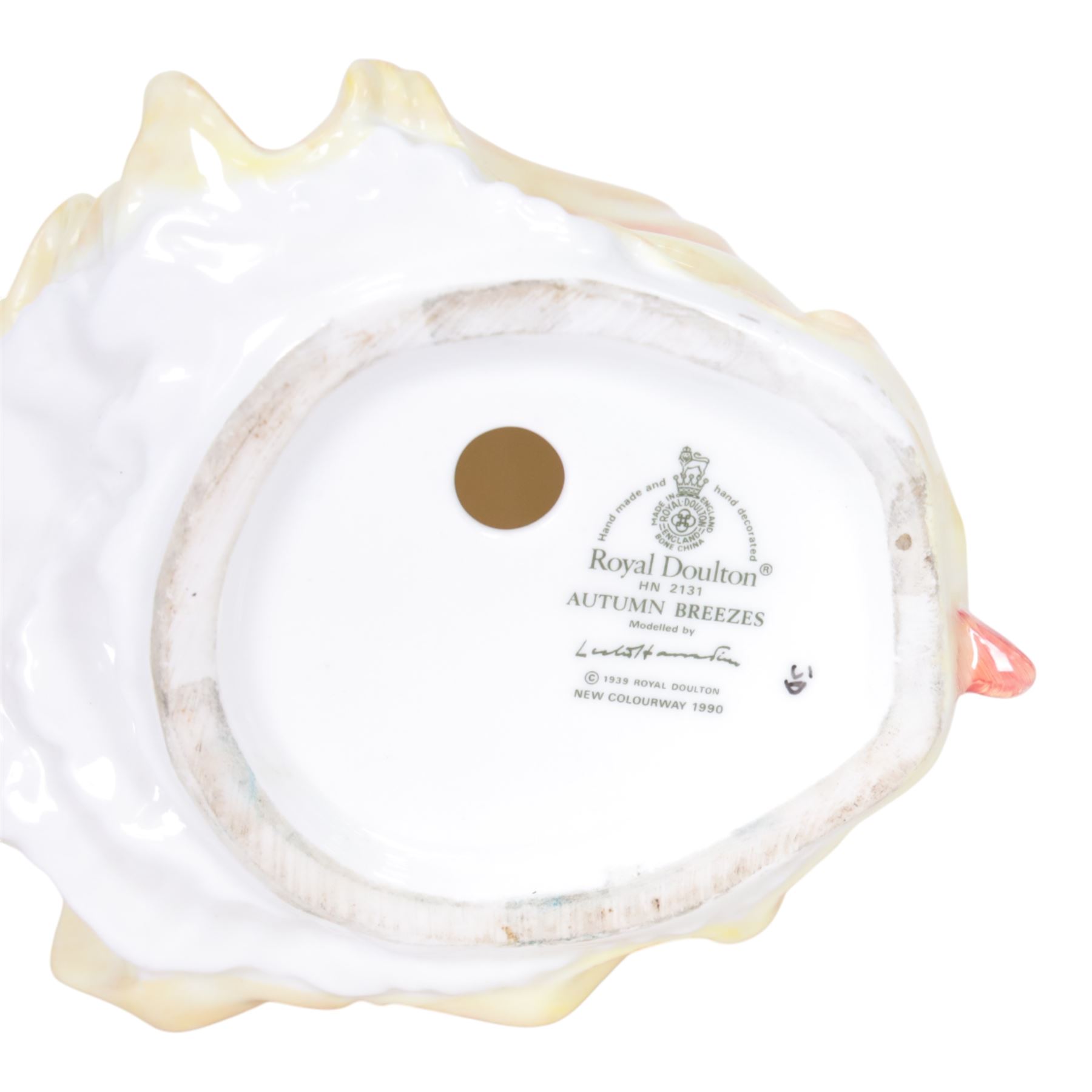 Six Royal Doulton figures, comprising Victorian Lady HN728, Top of the Hill in two colourways, HN1833 HN1849 and Autumn Breeze in three colourways HN1913, HN2131 and HN3736