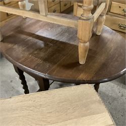 Early 20th century oak drop-leaf table; early 20th century white painted two tier table (61cm x 43cm, H71cm); pine drop-leaf table; oak drop-leaf table (4) - THIS LOT IS TO BE COLLECTED BY APPOINTMENT FROM THE OLD BUFFER DEPOT, MELBOURNE PLACE, SOWERBY, THIRSK, YO7 1QY