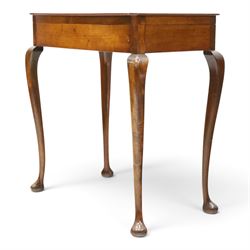 Canteen of plated Elkington Monarchy cutlery in mahogany table stand on cabriole legs W67cm