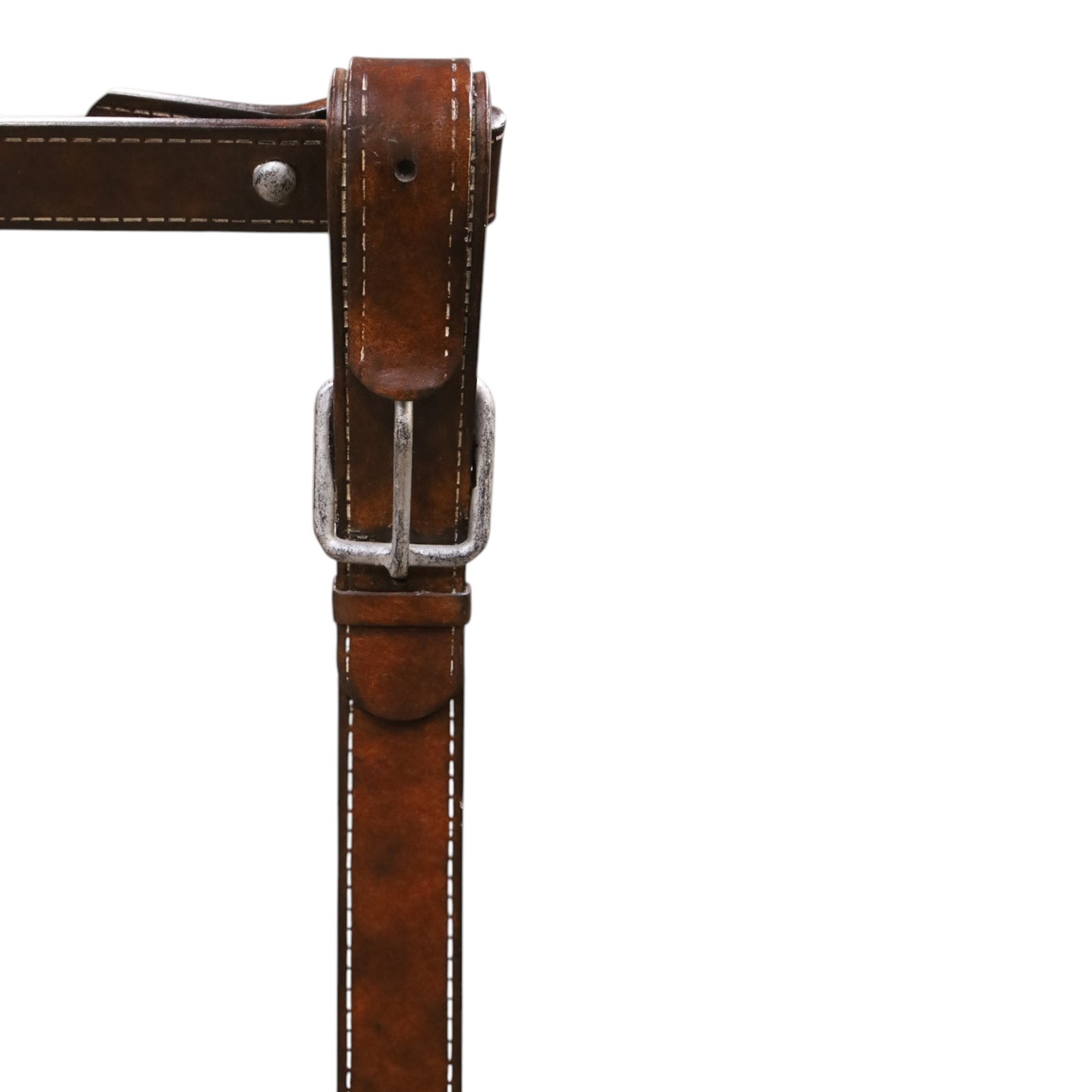 And So To Bed - 'Handel' double bed in the style of Jacques Adnet for Hermes, the metal head and footboards with equestrian tack style leather covering