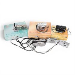 Six Canon compact digital cameras, comprising Ixus L-1, Ixus 850 IS, Ixus Z90, Ixus 960 IS...