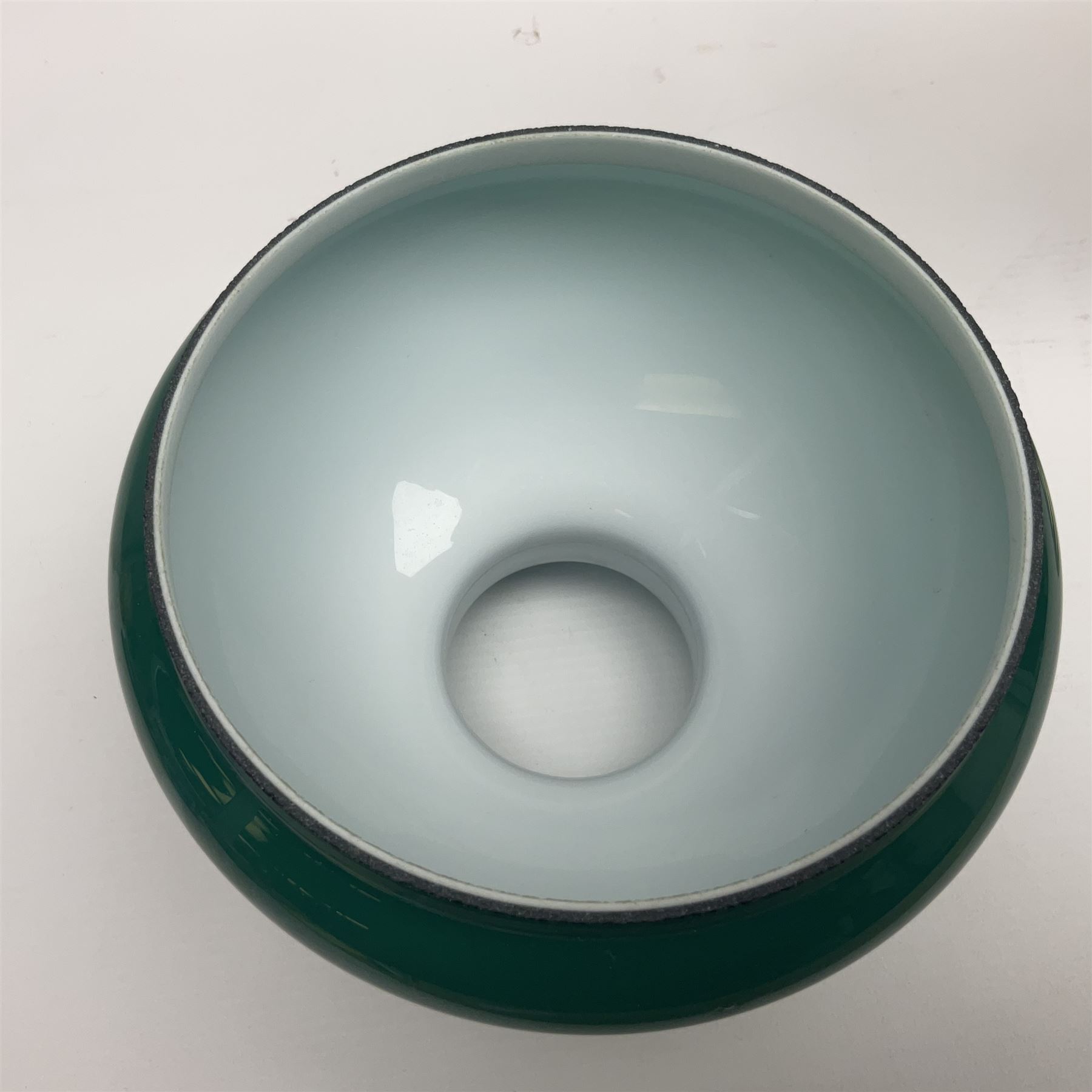 William H Honey polished brass adjustable student's oil lamp, with green glass shade, H60cm