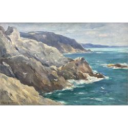 Owen Bowen (Staithes Group 1873-1967): 'The Gull Rocks - Mevagissey North Cornwall', oil on canvas signed, original title label verso 40cm x 60cm 
Provenance: by direct descent through the artist's family, never previously been on the market
