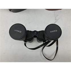 Ten cased pairs of binoculars, to include Rainbow 20x60, Barr & Stroud 7x, Yashica 7x50, Ross London Stepmur 10x50, Wray London Defiant 10x35, Canon 8x30 etc