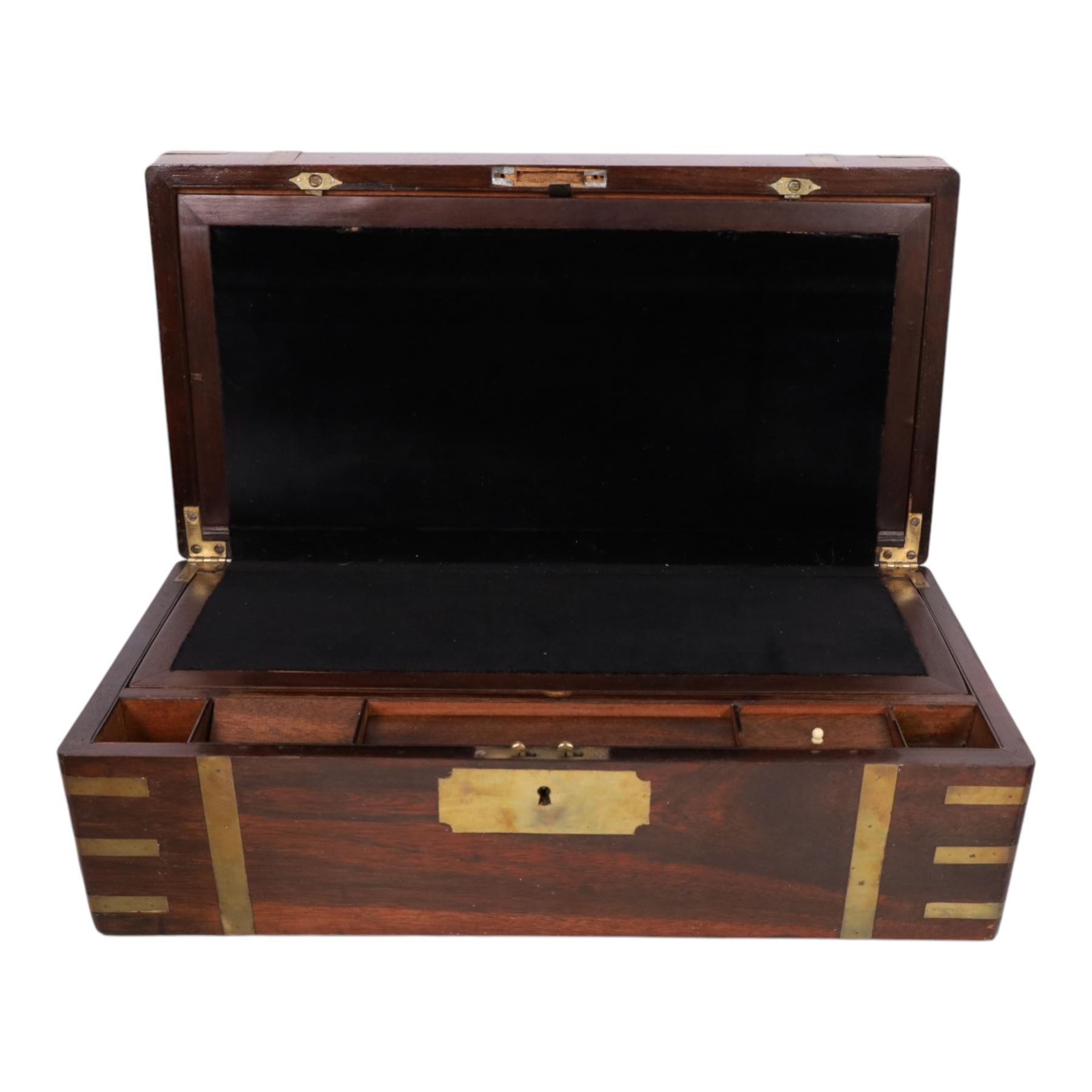 Victorian mother of pearl inlaid rosewood sarcophagus-shaped tea caddy, together with a brass bound writing slope and one other 