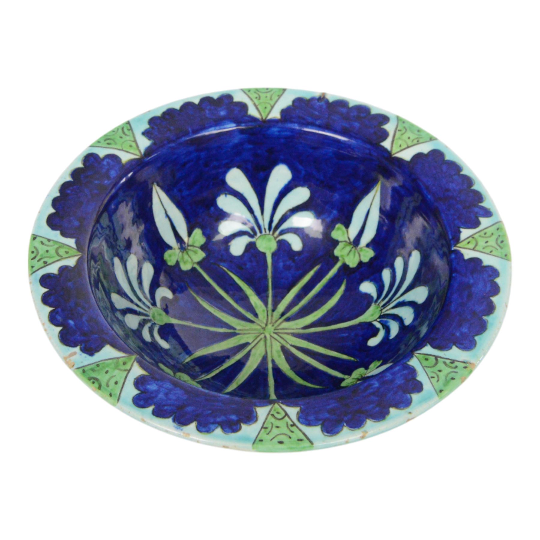 After Torquato Castellani, tin-glazed earthenware bowl, with a floral design the the centre, marked beneath, D19cm 