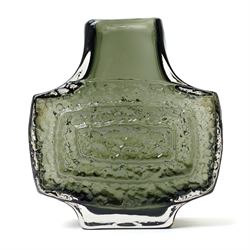 Whitefriars TV or Concentric Rectangle vase, designed by Geoffrey Baxter, textured effect ...