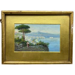 Maria Gianni (Italian 1873-1956): Bay of Naples, gouache signed 12cm x 19cm