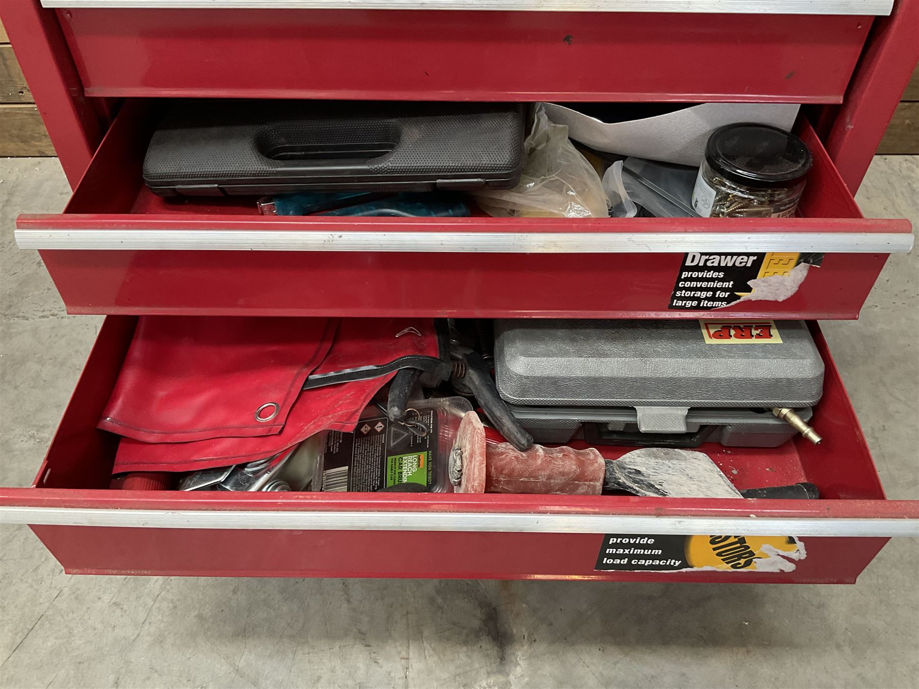 Britool, Halfords and Stack-on red tool chests with contents