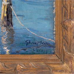 Bruno Gherri-Moro (Italian 1899-1967): Sail Boats at 'Chioggia', oil on canvas signed and titled 45cm x 54cm