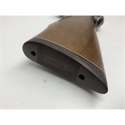 Weihrauch model HW 77 K  .22 air rifle with under lever action, beech stock with chequered pistol grip and Tasco WA39x40-1 scope, serial no.1283661 L102cm overall NB: AGE RESTRICTIONS APPLY TO THE PURCHASE OF THIS LOT