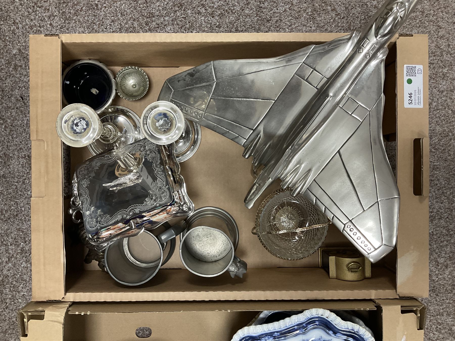 Collection of ceramics and metalware, to include Masons Chartreuse large jar and Copeland Spode's serving dishes, in three boxes