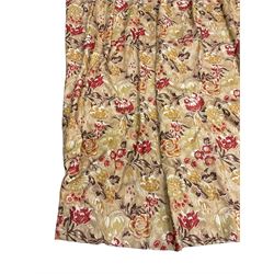 Zoffany - pair thermal lined and pleated curtains in floral fabric (W100cm, H120cm), and a single curtain (W120cm, H290cm), (3 curtains total, width at pleat)