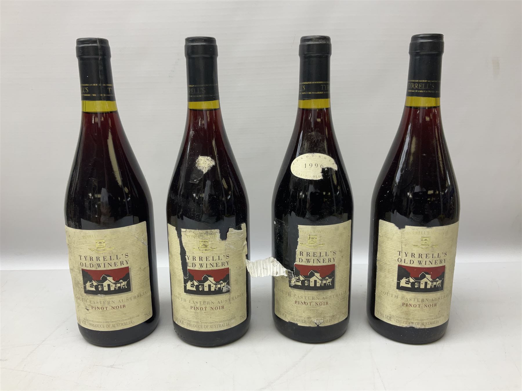 Mixed red wines comprising Tyrrell's Vintage 1992 Long Flat Red, 750ml, 12.5% vol, four bottles, Goundrey Mount Barker 1992 Cabernet Merlot, 750ml, 12% vol, four bottles, and four Tyrrell's Old Winery pinot noir, 13% vol (12)
