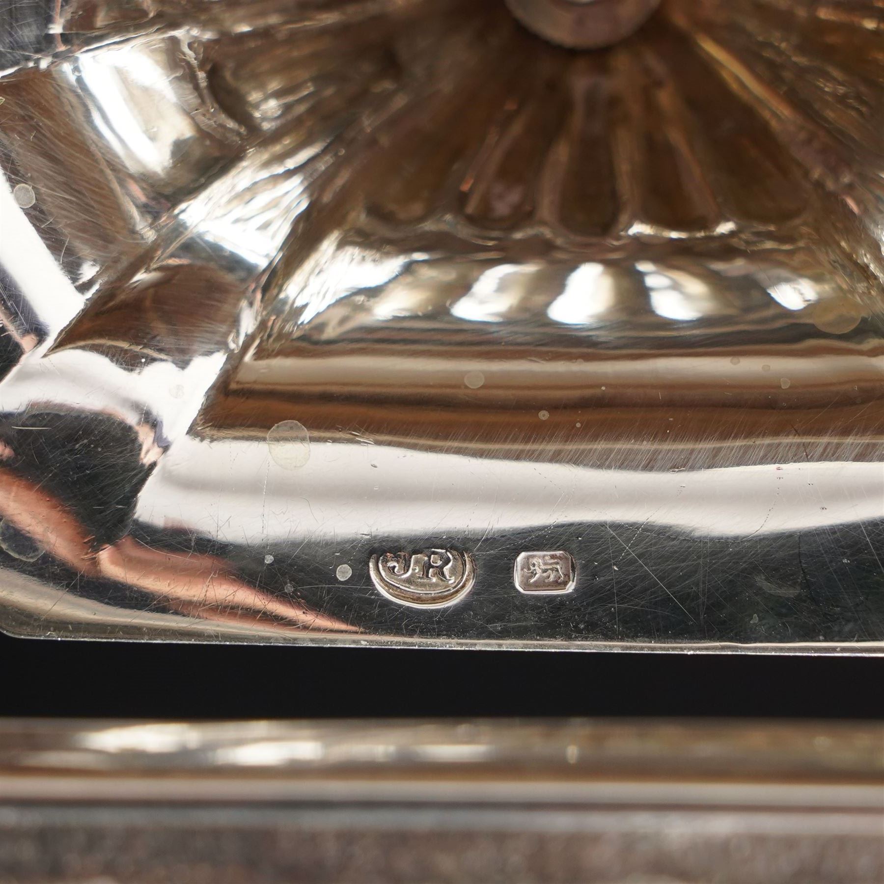 Victorian silver tea and coffee set engraved with classical urns, oval paterae and scrolling foliage, monogram and 'Diligentia et Honore' comprising teapot, tea kettle on spirit heater stand, coffee pot, two handled sugar bowl and cream jug Sheffield 1891 Maker John Round & Son Ltd