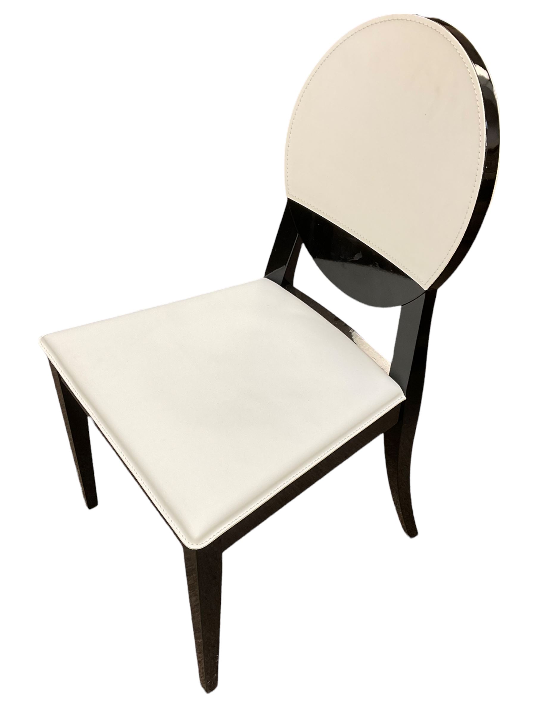 Casabella Dolce Vita black gloss and glass extending dining table, rectangular, and set six chairs black and white dining chairs
