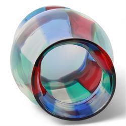 Italian mid century glass shade probably by Fulvio Bianconi (Italian, 1915–1996), decorated in the 'Pezzato' design, in green, blue and red colourway, unsigned, H31.5cm 