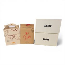 Four Steiff jointed mohair teddy bears, all with medallions, buttons in ear and tags, as new in boxes and unopened plastic bags, H28-30cm