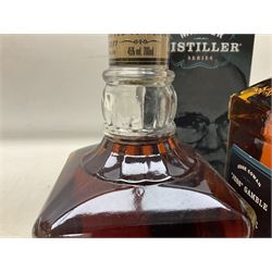 Jack Daniels, single barrel Tennessee whisky, 700ml, 45% vol, Jack Daniels, Tennessee whiskey master distiller series No.4, 700ml, 43% vol, and Courvoisier VSOP cognac, 70cl, 40% vol (3)