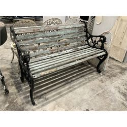 Black painted cast iron and wood slatted garden bench  - THIS LOT IS TO BE COLLECTED BY APPOINTMENT FROM DUGGLEBY STORAGE, GREAT HILL, EASTFIELD, SCARBOROUGH, YO11 3TX