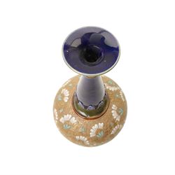 Doulton Slaters Patent vase, of globular form with elongated neck, stamped and incised with potters marks to base, H41cm