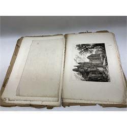 George Cuitt Jnr (British 1779-1854): 'Select parts of Kirkstall Abbey', complete set six etchings signed titled and dated 1823 in the plate, oblong folio; J Metcalf and J Carmichael (British 18th/19th century): 'Fountains Abbey Intended To Illustrate The Architecture And Pictureseque Scenery Of That Celebrated Ruin', seven etchings (one missing) pub. 1832 with Historical and Architectural Description by T Sopwith, oblong folio; Augostino Aglio (Italian 1777-1857): 'Sketches of the Interior & Temporary Decorations in Woolley-Hall Yorkshire', complete set 22 lithographs dated 1821, pub. by the artist, oblong folio max 54cm x 37cm (3)