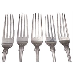 Set of twenty two William IV Scottish silver Fiddle pattern table forks, hallmarked David McDonald, Glasgow 1836 and 1837, approximate total weight 55.73 ozt (1733.4 grams)