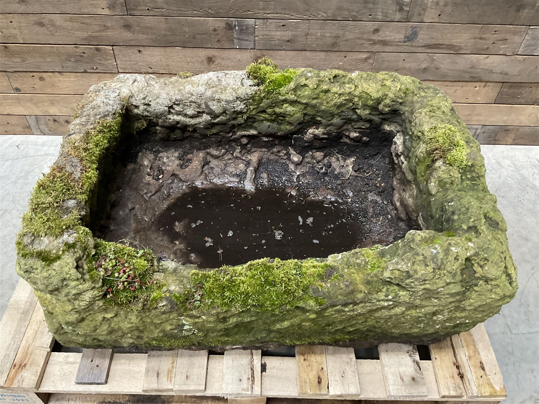 Large 19th century weathered rectangular stone trough